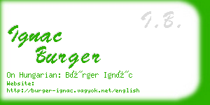 ignac burger business card